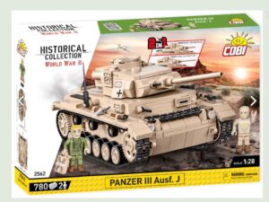 Cobi 2562 (780pcs) - 1:28 German Panzer III Ausf.J Tank, Building Blocks, WWII