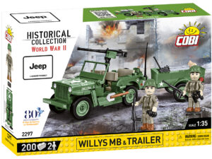 Cobi 2297 (200pcs) 1:35 Willys MB + Trailer, Building Blocks, WWII Historical Collection